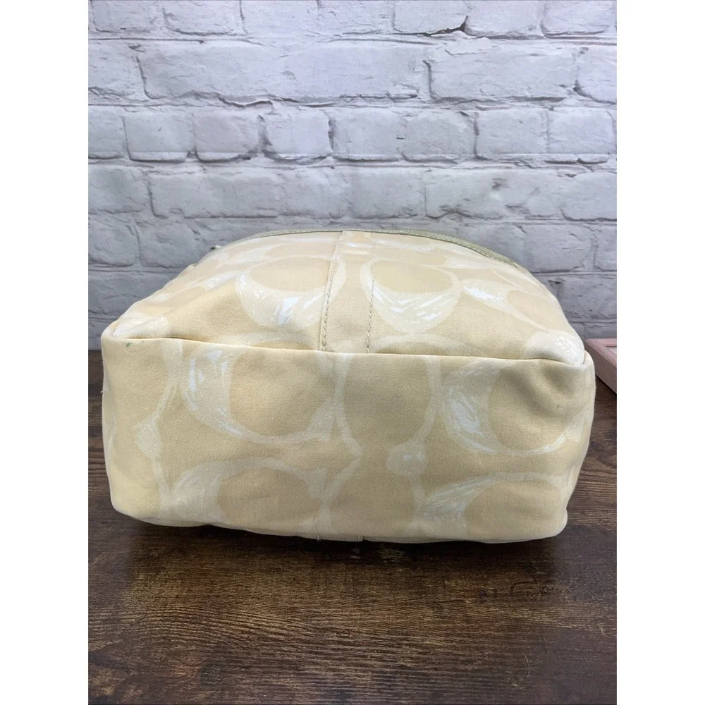 Coach Signature Print Tote Bag Purse Satchel Handbag Designer Tan - Picture 5 of 10